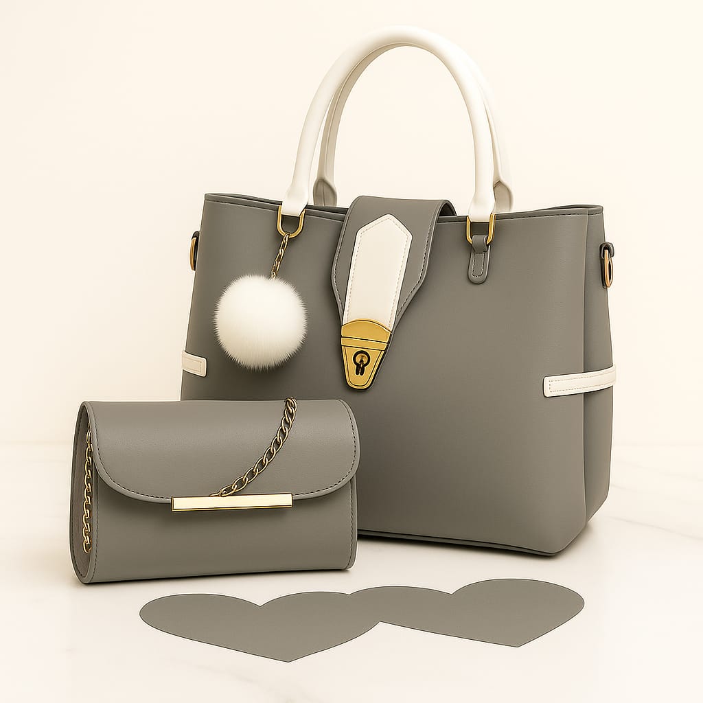 ✨ 2Pcs Elegant Leather Ladies Handbag – Stylish, Spacious & Premium Quality