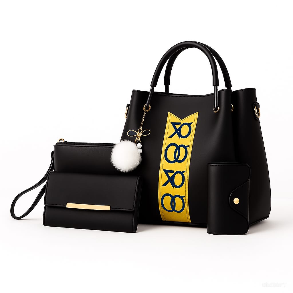 ✨ 4Psc Elegant Leather Ladies Handbag – Stylish, Spacious & Premium Quality