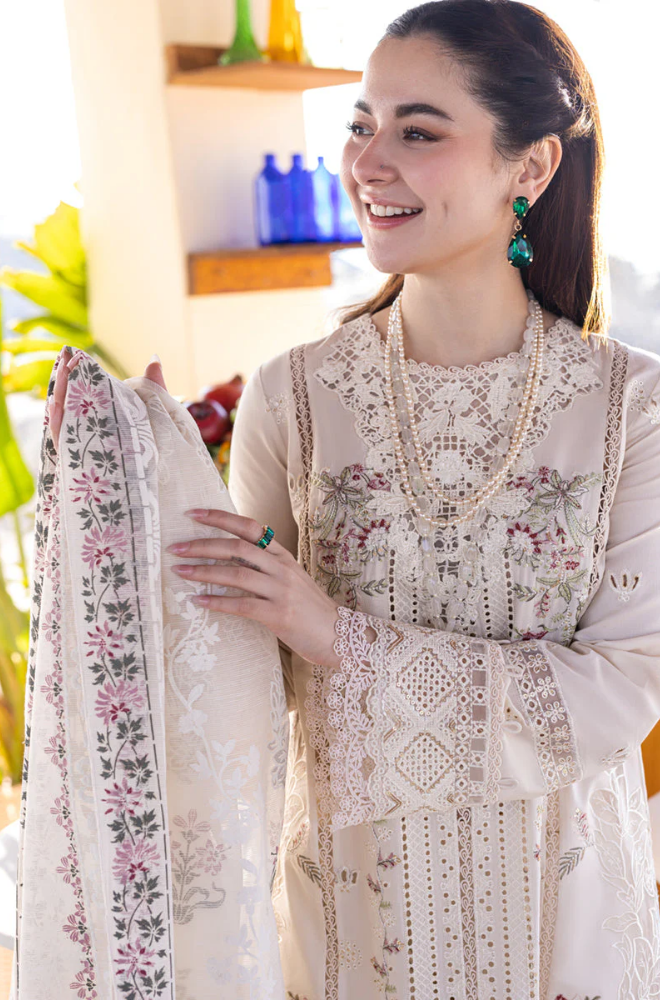 QALAMKAR - 3PC Lawn Embroidered Suit