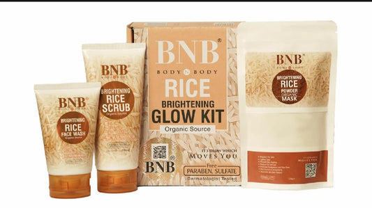 Rice facial kit 3 in 1 organic brightening glow Korean Face Scrub + Face mask + Face Wash..